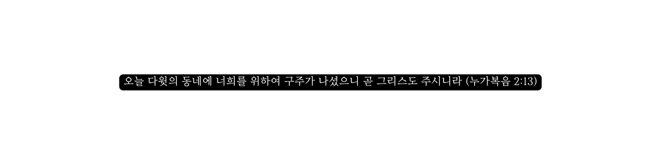 오늘 다윗의 동네에 너희를 위하여 구주가 나셨으니 곧 그리스도 주시니라 누가복음 2 13